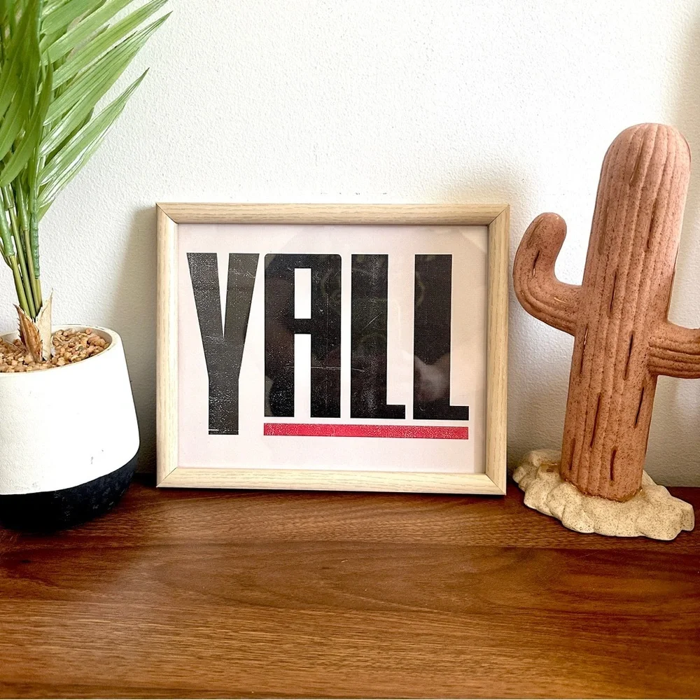 Y’all Means You All Western Canvas Print Wood Framed Typography Southern Art